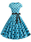 Abito a pois a maniche corte blu anni '50
