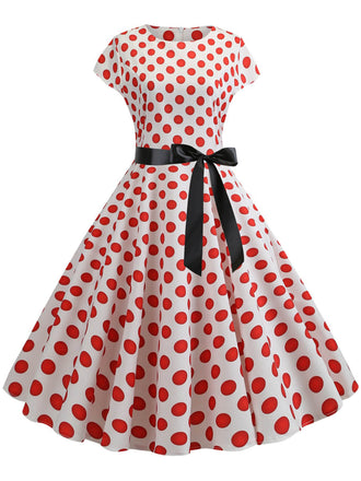 Abito a pois a maniche corte anni '50