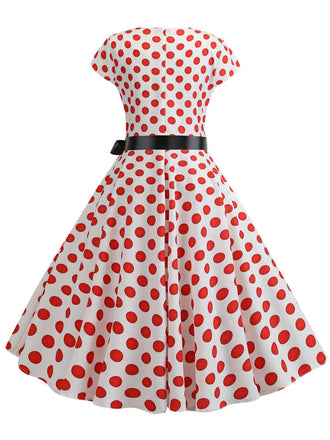 Abito a pois a maniche corte anni '50