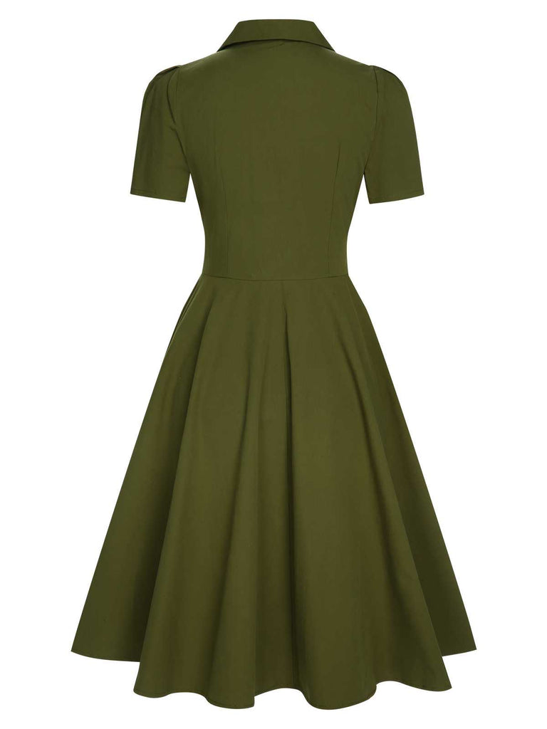 [Prevendita] Abito risvolto bottoni a tinta unita verde militare anni '40