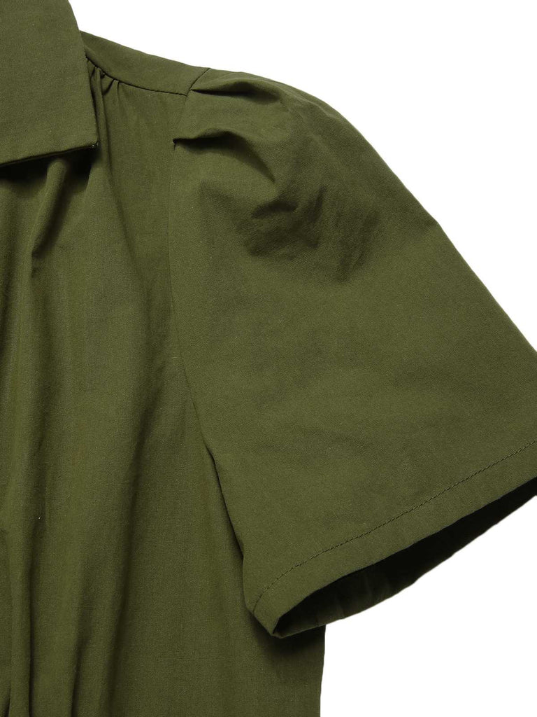 [Prevendita] Abito risvolto bottoni a tinta unita verde militare anni '40