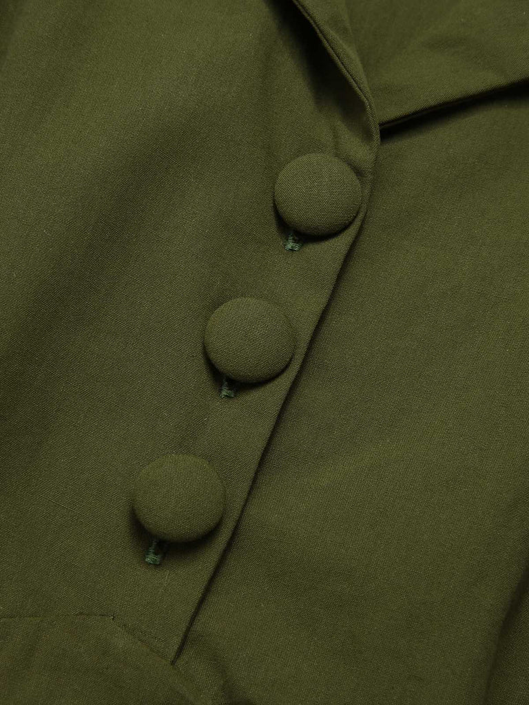 [Prevendita] Abito risvolto bottoni a tinta unita verde militare anni '40