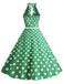 Abito a ruota a pois con scollo all'americana anni '50