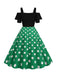 Abito con spalline a pois patchwork nero anni '50