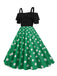 Abito con spalline a pois patchwork nero anni '50
