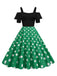 Abito con spalline a pois patchwork nero anni '50