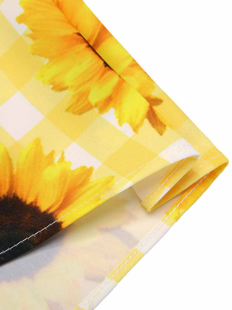 Abito a triangolo giallo motivo girasole anni '50