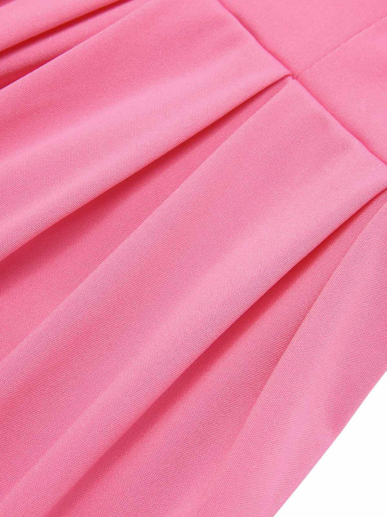 Abito con spalle scoperte tinta unita rosa anni '50