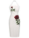Abito rose con scollo all'americana bianco anni '60