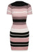 Abito aderente in maglia a righe color block anni '60