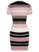 Abito aderente in maglia a righe color block anni '60