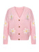 Cardigan lavorato a maglia floreale jacquard anni '60