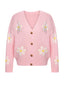 Cardigan lavorato a maglia floreale jacquard anni '60