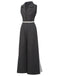 Tuta lunga scollo a V e revers in pizzo patchwork anni '40
