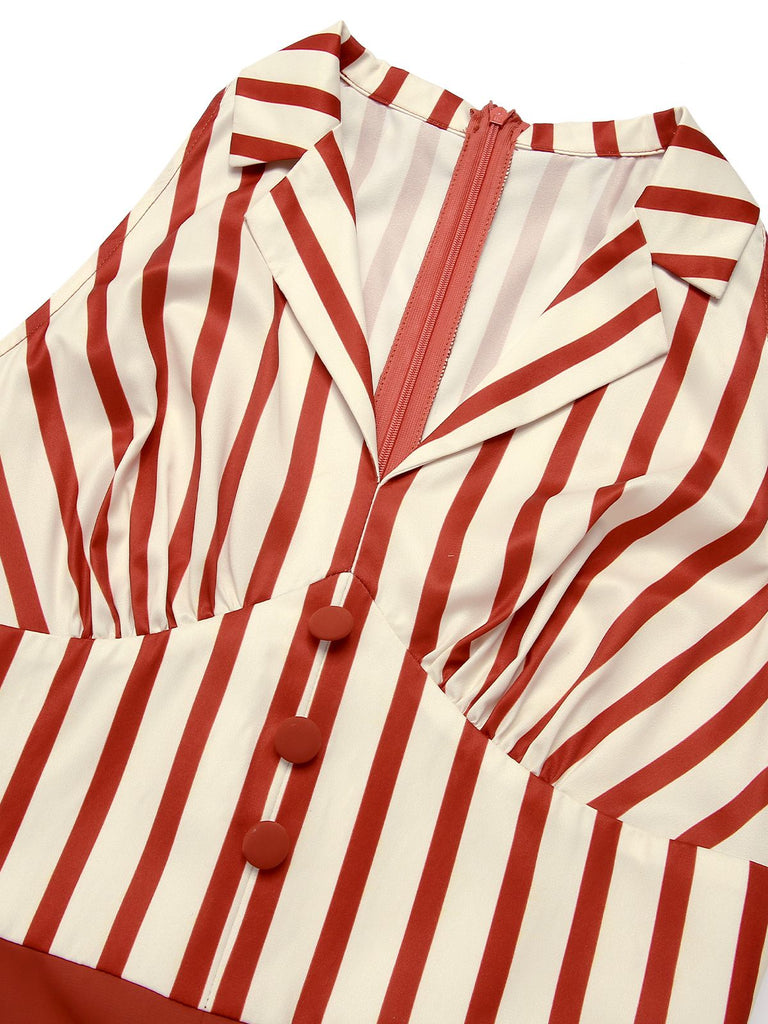 Tuta corta a righe revers rosso mattone anni '40