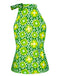 Top senza maniche floreale collo verde anni '60
