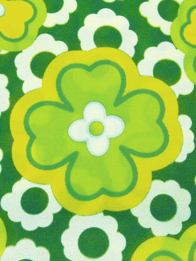 Top senza maniche floreale collo verde anni '60