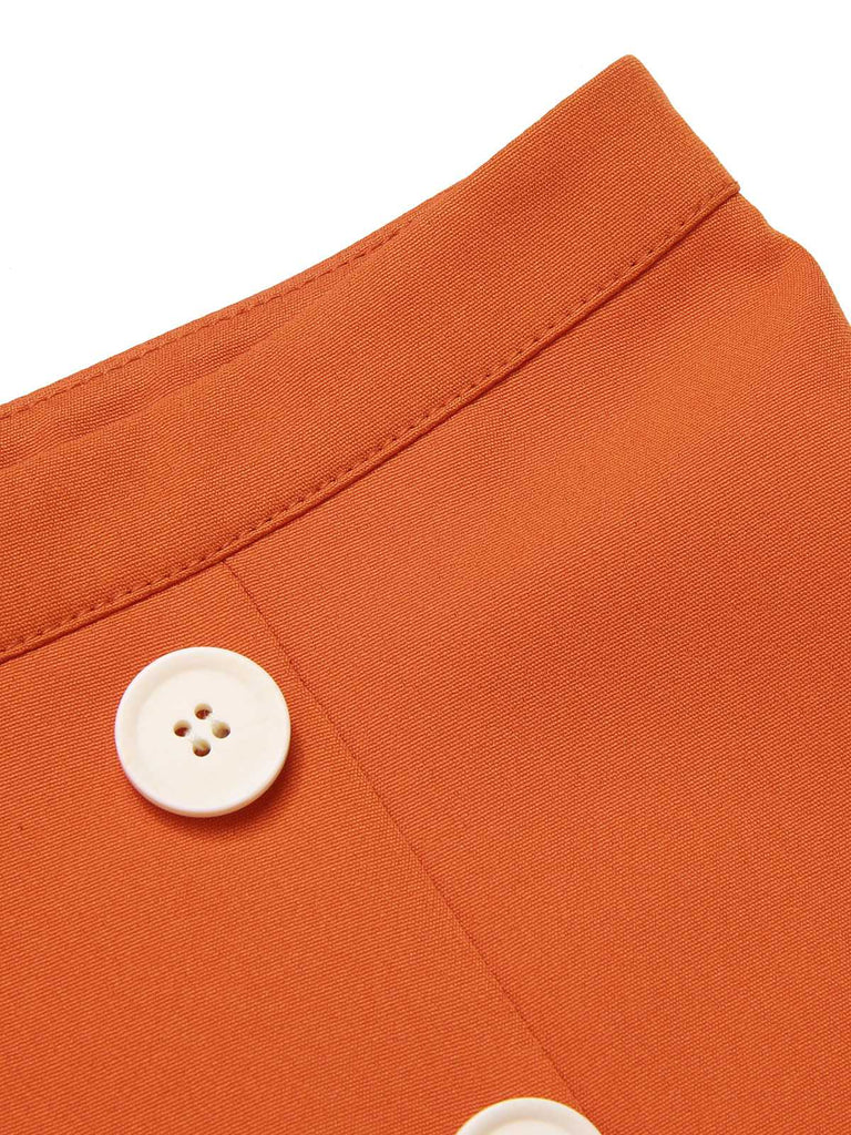 2PCS Top floreale scollo a cravatta e gonna bottoni anni '60