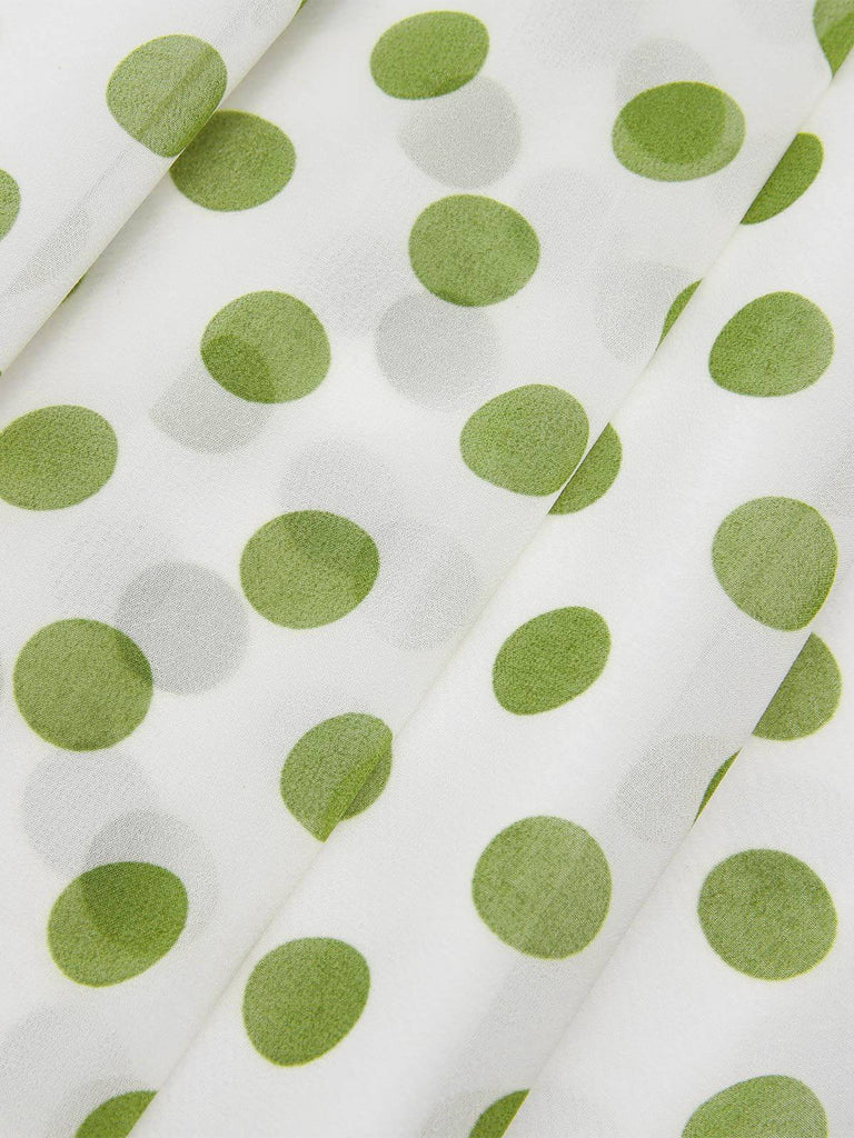 2PCS Camicia con bottoni e gonna a pois verde anni '40