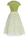 2PCS Camicia con bottoni e gonna a pois verde anni '40