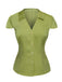 2PCS Camicia con bottoni e gonna a pois verde anni '40