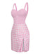 Abito plaid con spacchi a cuore rosa anni '60