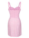 Abito plaid con spacchi a cuore rosa anni '60