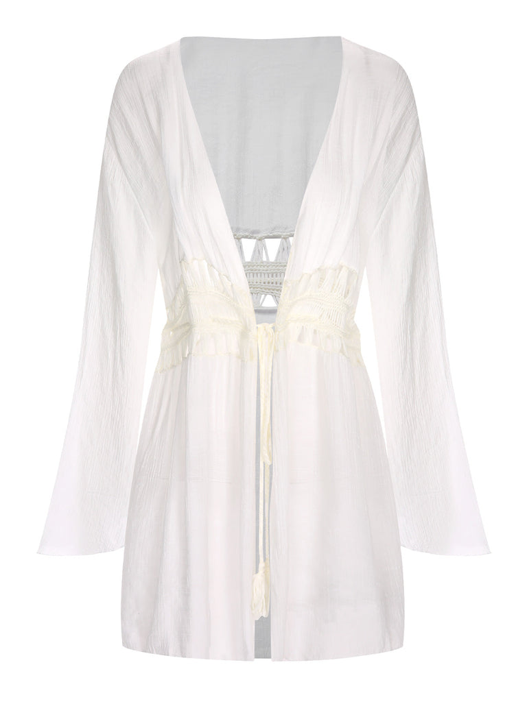 Copricostume bianco con vita cava anni '60