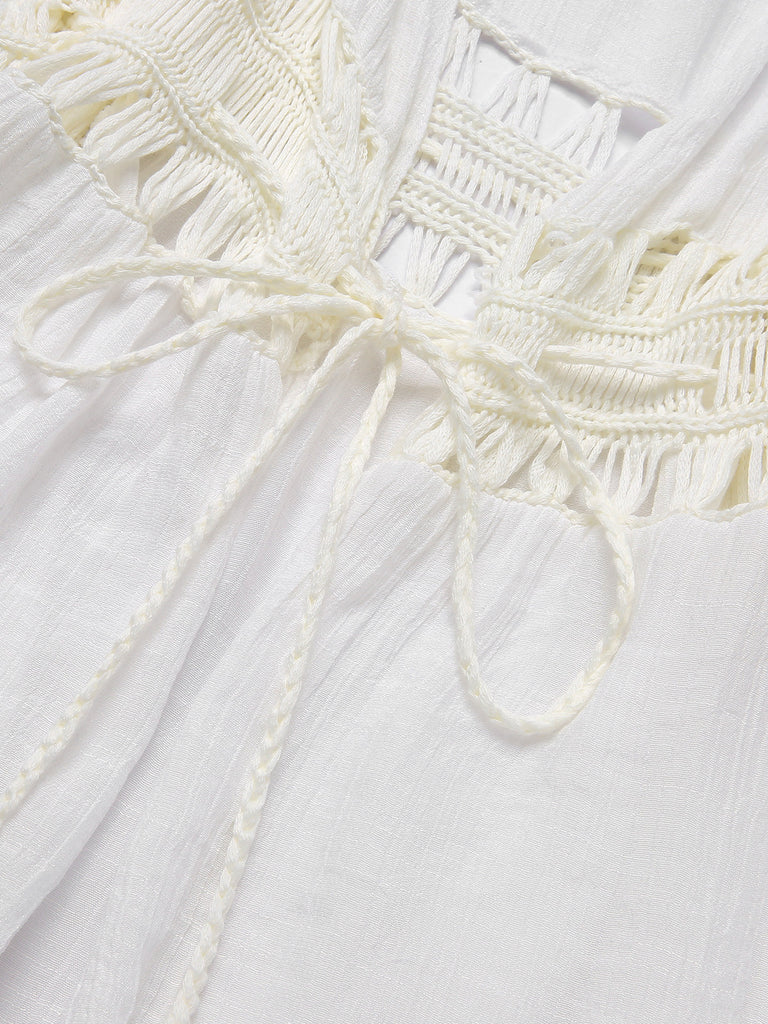 Copricostume bianco con vita cava anni '60