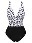 Costumi intero leopardo scollo a V patchwork nero anni '30