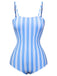 Costumi intero a righe spalline sottili blu anni '30