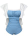 Costumi intero senza schienale azzurro chiaro anni '60