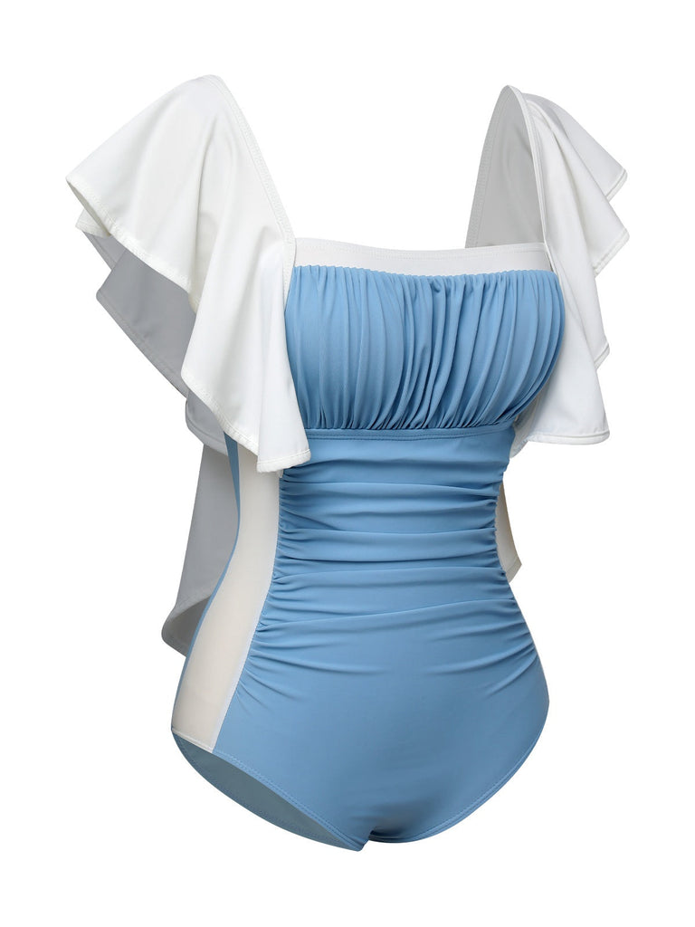 Costumi intero senza schienale azzurro chiaro anni '60