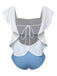 Costumi intero senza schienale azzurro chiaro anni '60