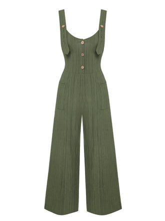 Tuta lunga ampia plissettato verde militare anni '30