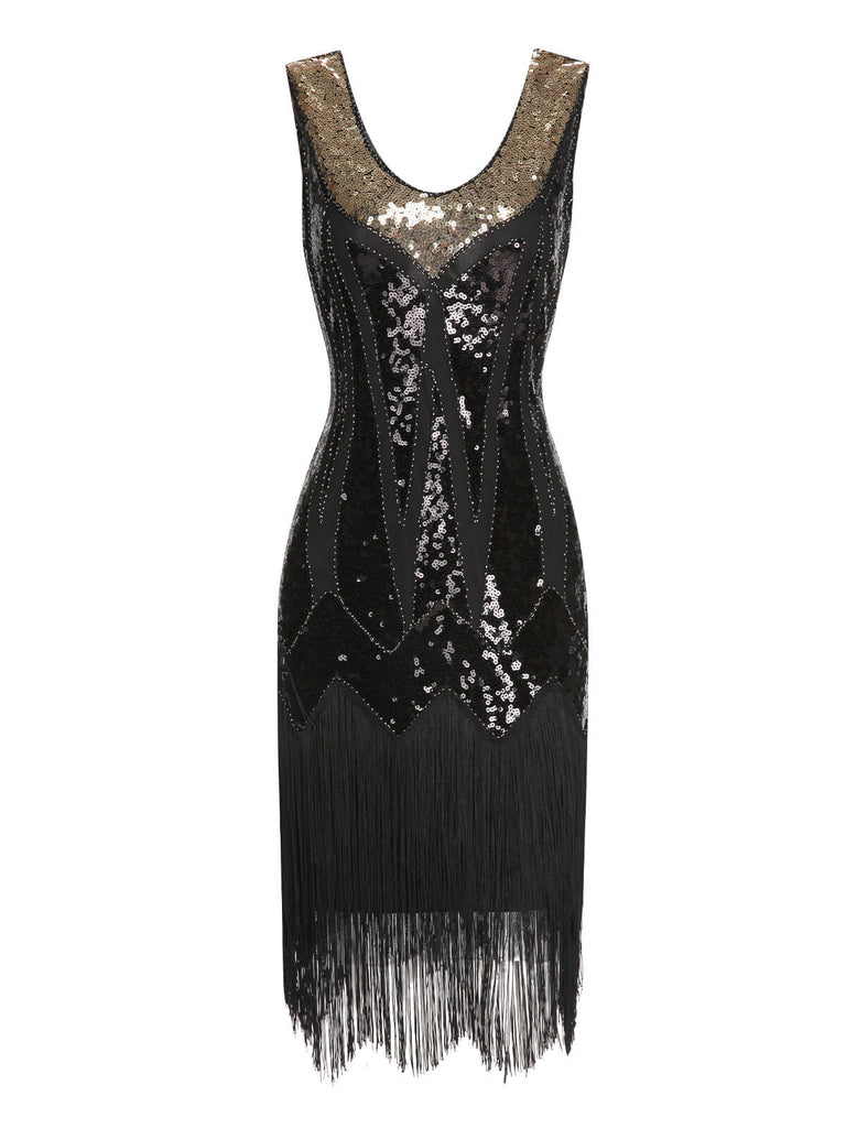 Abito scollo a V nappe in paillettes anni '20