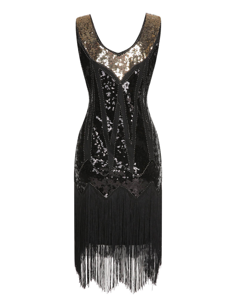 Abito scollo a V nappe in paillettes anni '20