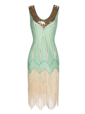 Abito scollo a V nappe in paillettes anni '20