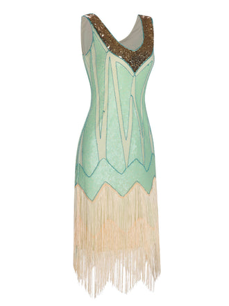 Abito scollo a V nappe in paillettes anni '20