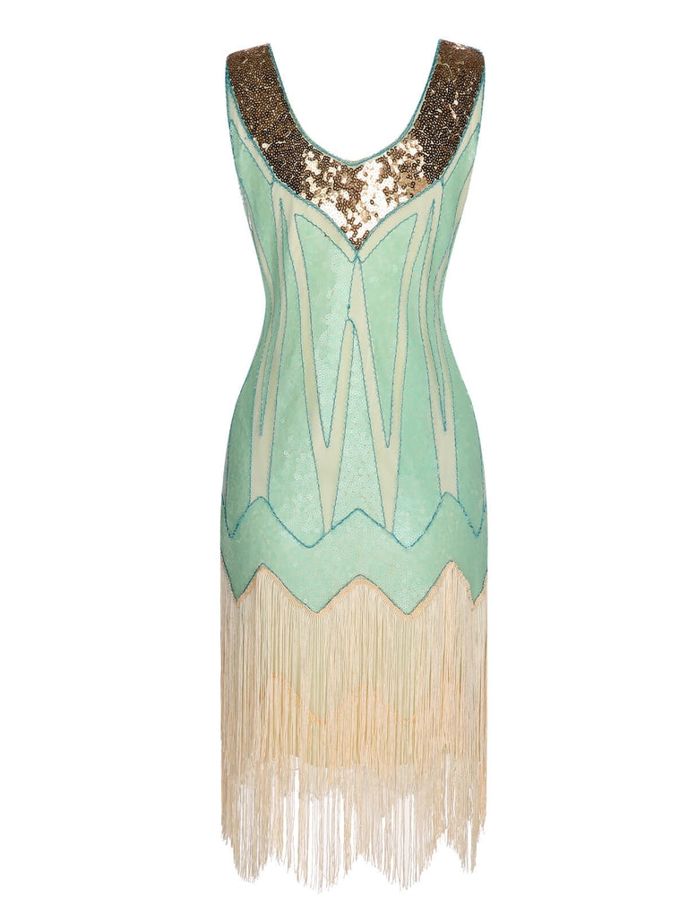Abito scollo a V nappe in paillettes anni '20