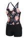 Set tankini con stampa floreale e lacci rosa anni '30
