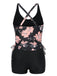 Set tankini con stampa floreale e lacci rosa anni '30