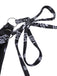 Set bikini fiori di anacardi con lacci nero anni '30