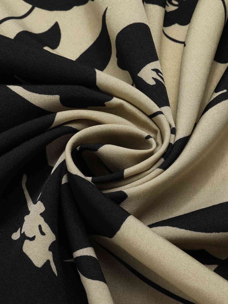 [Prevendita] Abito stampa floreale colletto a camicia beige anni '40