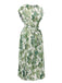 Abito floreale cintura scollo rotondo verde anni '40