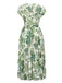 Abito floreale cintura scollo rotondo verde anni '40