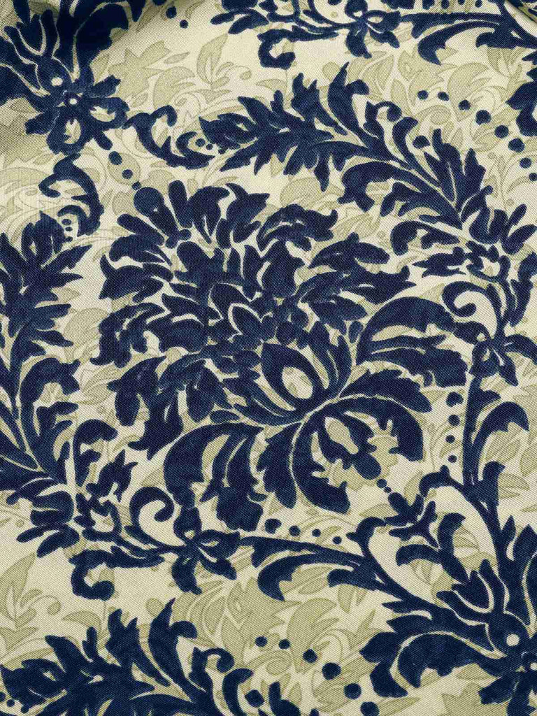 Tuta corta monospalla con stampa floreale blu anni '50