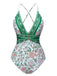 Costumi intero floreale con spalline sottili verde anni '50