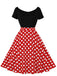 Abito a pois a maniche corte con patchwork anni '50