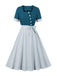 Abito a pois fiocco e scollo quadrato anni '50